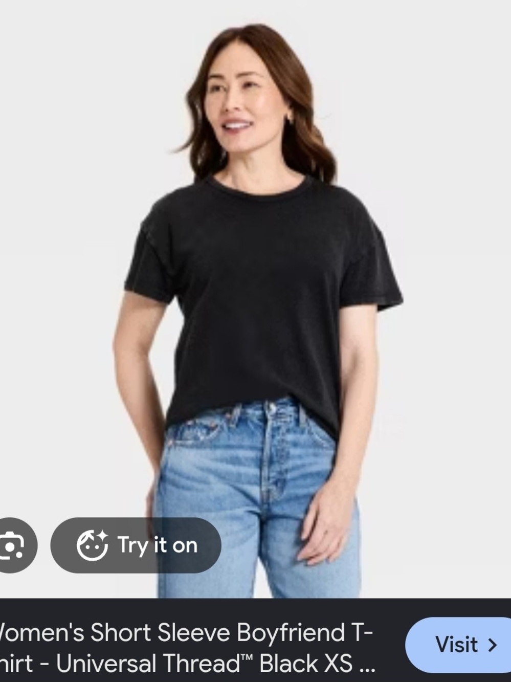 Universal Thread Black Short Sleeve Boyfriend Tee